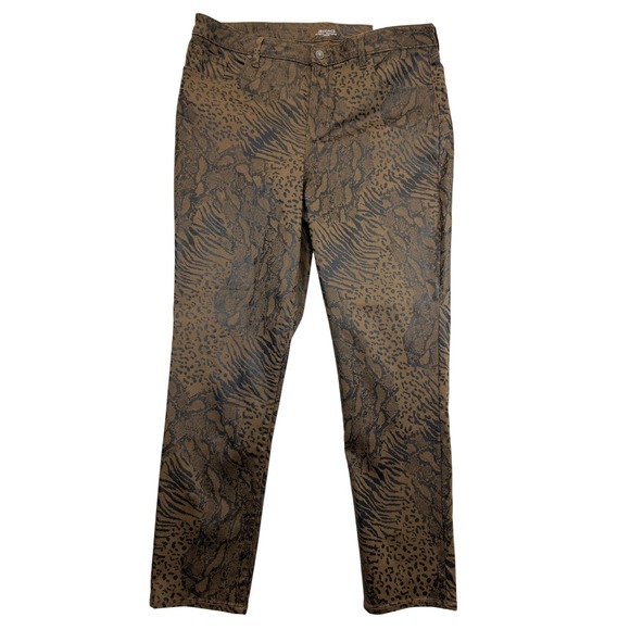 Chico's Denim - Chico's Jeggings Womens 3R Denim Brown Black Animal Print NWT